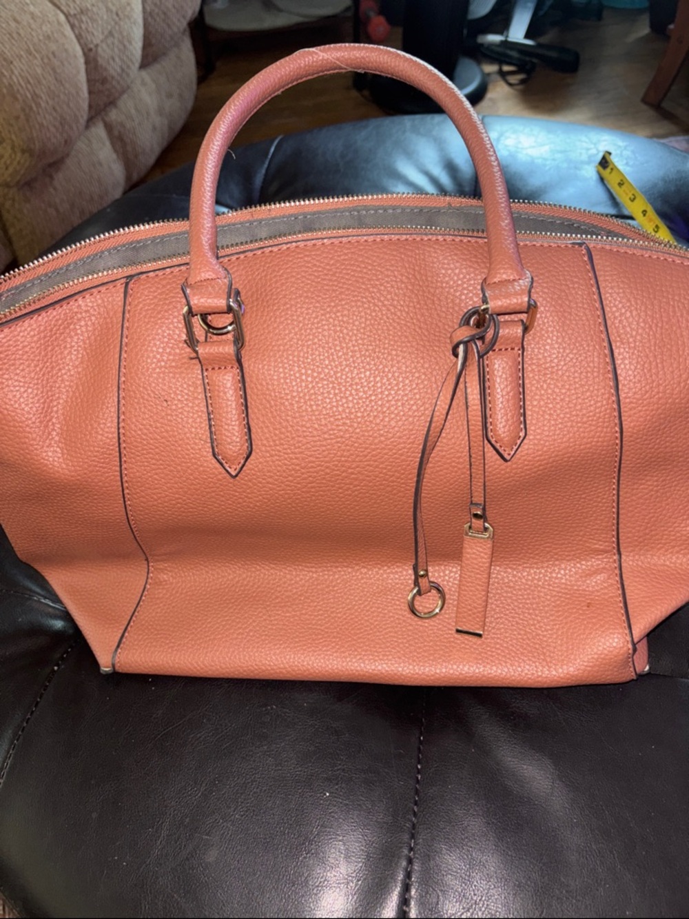 JustFab Pebbled Coral Top-Handle Tote